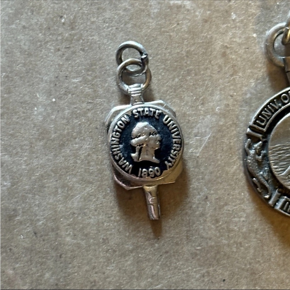 2 Vintage University Medallion Charms - Sterling Silver - Picture 2 of 5
